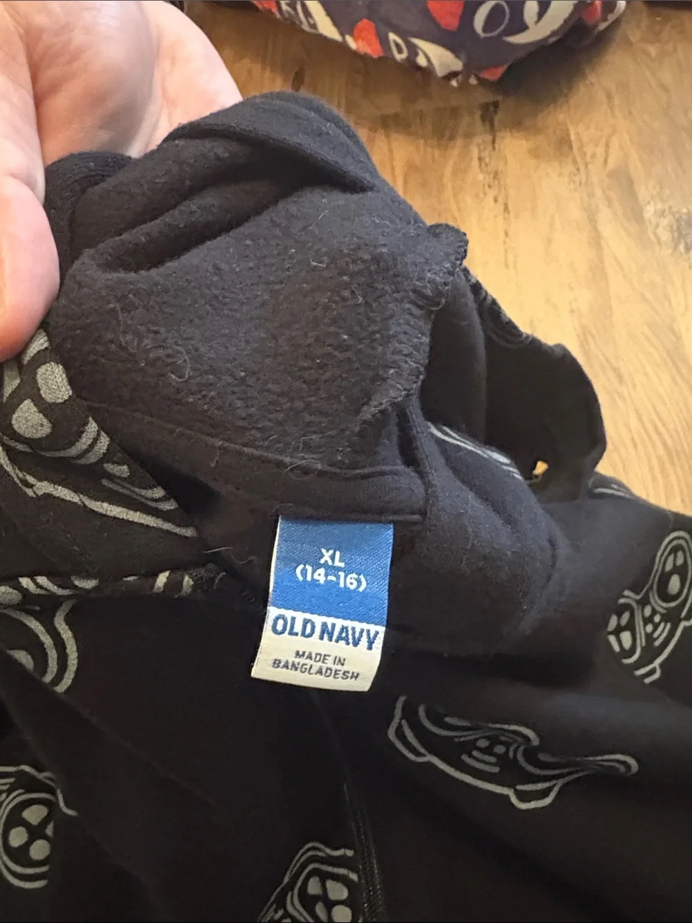 Old Navy Black Full-Zip Hoodie with White Controller Graphics